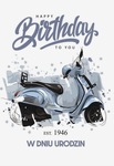 Karnet B6 urodziny, skuter silver TS180