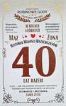 Karnet 40 rocznica ślubu - rubinowe gody