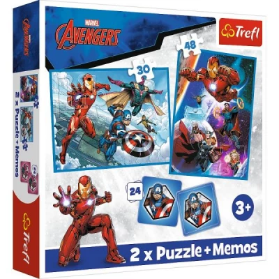 Puzzle 2w1 + memos - Bohaterowie w akcji