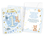 Karnet 1 urodziny, roczek, niebieski, miś B5 16,6 x 23,4 cm PQ-157