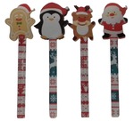 Ołówek z gumką świąteczny Mikołaj ciastek renifer pingwin