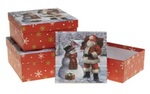Zestaw pudełek świątecznych Mikołaj (S:15.5*15.5*7.5 
M:18*18*8.5 
L:20*20*9.5cm) 3 szt.
