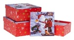 Zestaw pudełek świątecznych Bałwanek (S:15.5*15.5*7.5 M:18*18*8.5 L:20*20*9.5cm) 3 szt.

