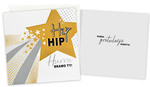 Karnet kwadrat złocony Gratulacje - hip hip hurra QR-035