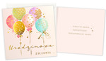 Karnet kwadrat złocony Urodziny damskie - balony QR-043