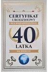 Karnet 40 Urodziny męskie certyfikat