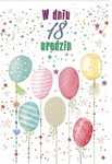 Karnet B6 18 urodziny, balony silver TS191