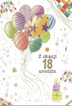 Karnet B6 18 urodziny, balony silver TS196