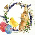 Serwetki Daisy Wielkanoc lunch - Watercolour Chicken & Rabbit SDWL010801