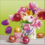 SerwetkI Daisy Wielkanoc lunch - Pastel Tulips Bouquet with Golden Eggs SDWL009901