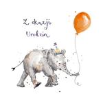 Karnet KWL Urodziny słoń i balon - KWL 03