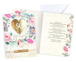 Karnet 50 Rocznica ślubu złocony, kolorowe kwiaty V-114 (14x18,5cm)