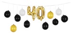 Girlanda balonowa 3w1 - 40 urodziny, mix, 260x32cm