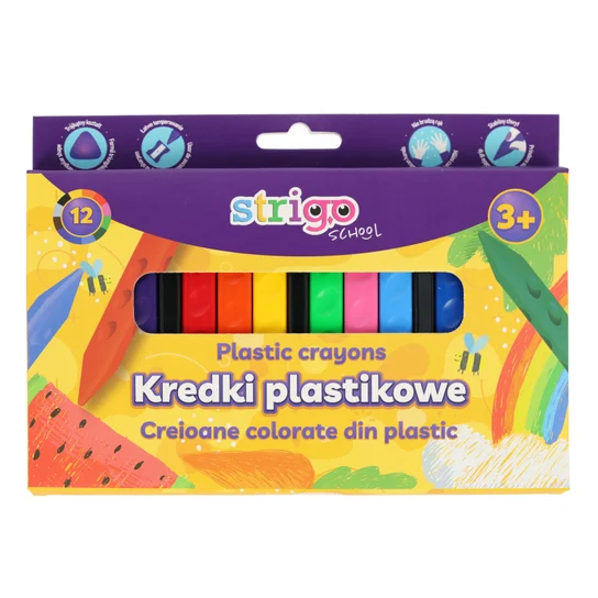 KREDKI PLASTIKOWE TRÓJKATNE Z WGŁĘBIENIE KOLORÓW