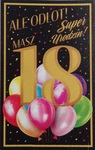 Karnet 18 Urodziny damskie złocone, balony (13x20,5cm) UCK-07