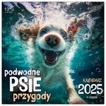 Kalendarz ścienny 2025 33x33cm Podwodne psie przygody