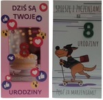 Karnet DL FUN 8 urodziny mix 2 wzorów