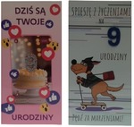 Karnet DL FUN 9 urodziny mix 2 wzorów