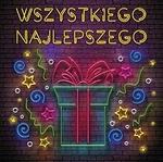 Karnet KW Serdeczne życzenia prezent neon, tłoczony