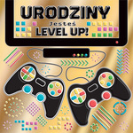 Karnet KW Urodziny level up pady, tłoczony