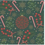 Serwetki Lunch Daisy BN - Christmas Motifs Collage on Green SDGW023401