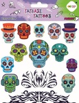 TATUAZE ZMYWALNE BLUE  SKULLS 150X200MM