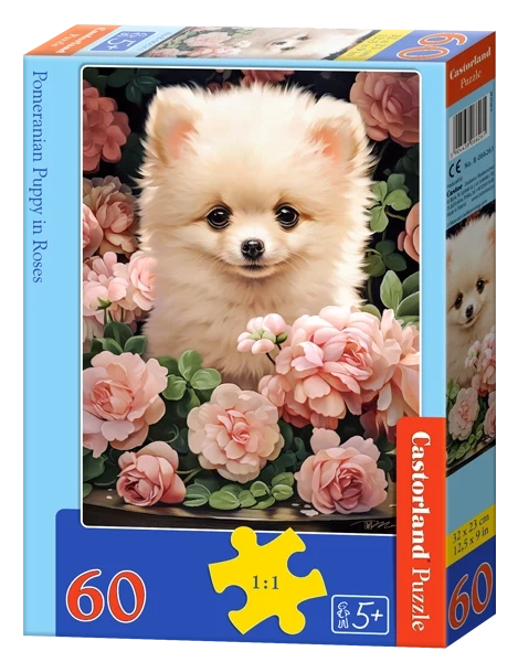 Puzzle 60 elem. Pomeranian Puppy in Roses