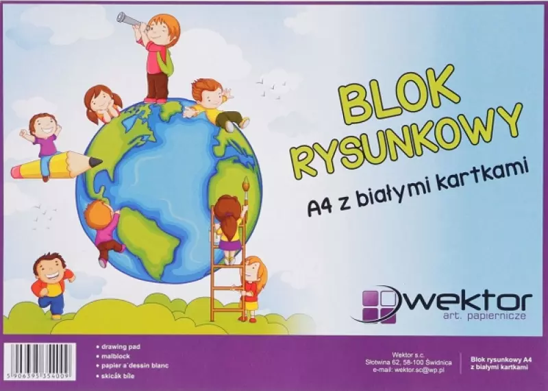 Blok rysunkowy  a4 biały Wektor
 10szt/opak