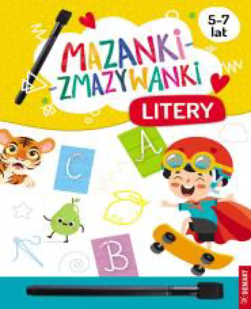 Mazanki-zmazywanki. Kolorowe litery. Ćwiczenia z pisakiem