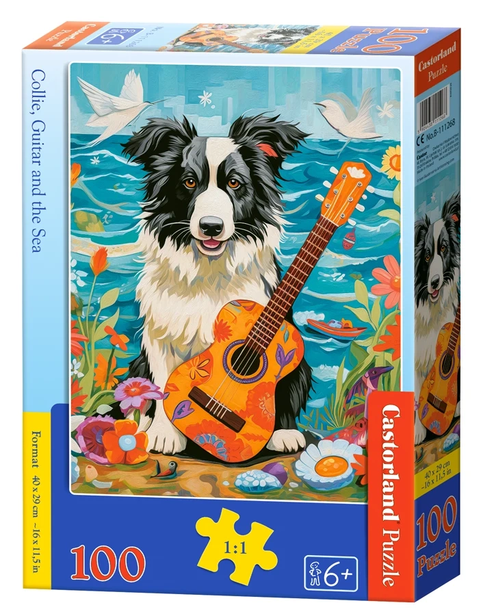 Puzzle 100 elem. Collie, guitar and the sea