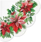 Serwetka BN Decor Round Glory Poinsettia 32cm średnicy, 12szt./op. - serwetka okrągła