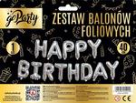 Zestaw balonów foliowych "Happy Birthday" 40cm. srebrne litery