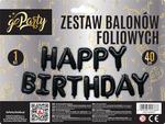 Zestaw balonów foliowych "Happy Birthday" 40cm. czarne litery