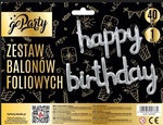 Zestaw balonów foliowych "Happy Birthday" 40cm. srebrny