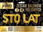 Zestaw balonów foliowych "Sto lat" 40cm. złoty