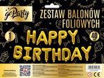 Zestaw balonów foliowych "Happy Birthday" 40cm. złote litery