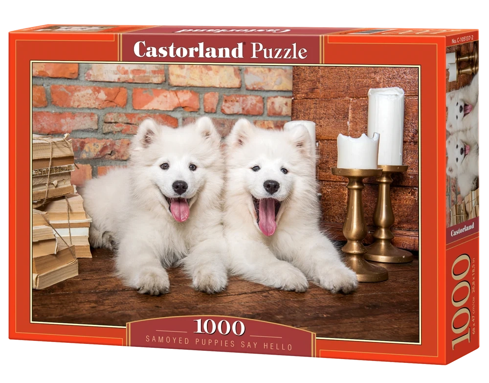 Puzzle 1000 elem. Samoyed Puppies Say Hello