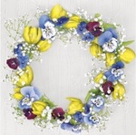 Serwetka Lunch Tulips and Pansies Spring Wreath SDWI008401