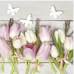 Serwetka Lunch Tulips and Spring Flowers on Wood SDWI008601