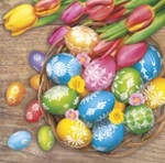 Serwetka Wielkanoc lunch - Colorful Easter Eggs in Basket SLWL012201