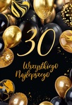 Karnet B6 30 Urodziny złote i czarne balony