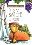 PISMO ŚWIĘTE Starego i Nowego Testamentu Biblia Tysiąclecia format oazowy (małe w białej obwolucie komunijnej kielich i chleb)