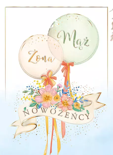 Karnet A5 Ślub balony