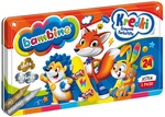 Kredki Bambino 24 kolory w metalowym  pudełku +temperówka