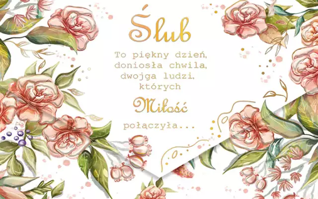Karnet A5 Ślub koperta róża