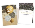 Karnet DK 25 urodziny balony i gwiazda, złocony DK-1250