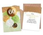 Karnet DK 60 urodziny balony i gwiazda, złocony DK-1254