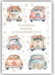 Karnet B6 Ślub, pastelowe auta TS212