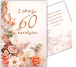 Karnet B6 60 Urodziny, kwiaty silver TS227