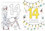 Karnet 14 Urodziny B6GE mix (B6GE-laurka B6 z gąbką exclusive)